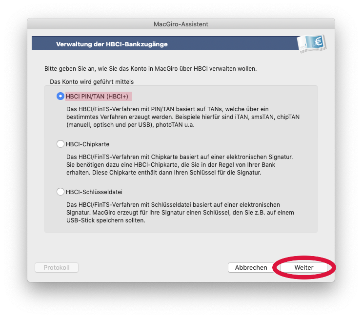 Neuer Zugang per HBCI per PIN/TAN