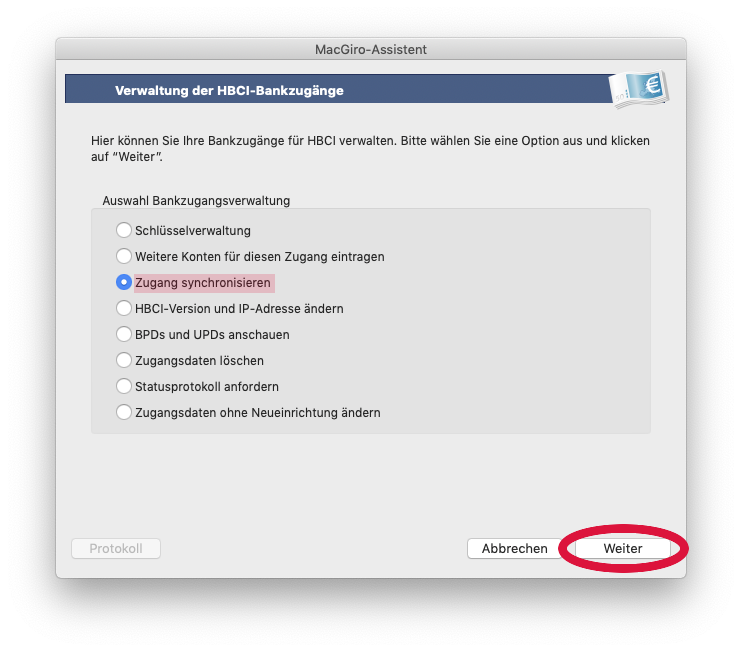 Auswahl Synchronisierung