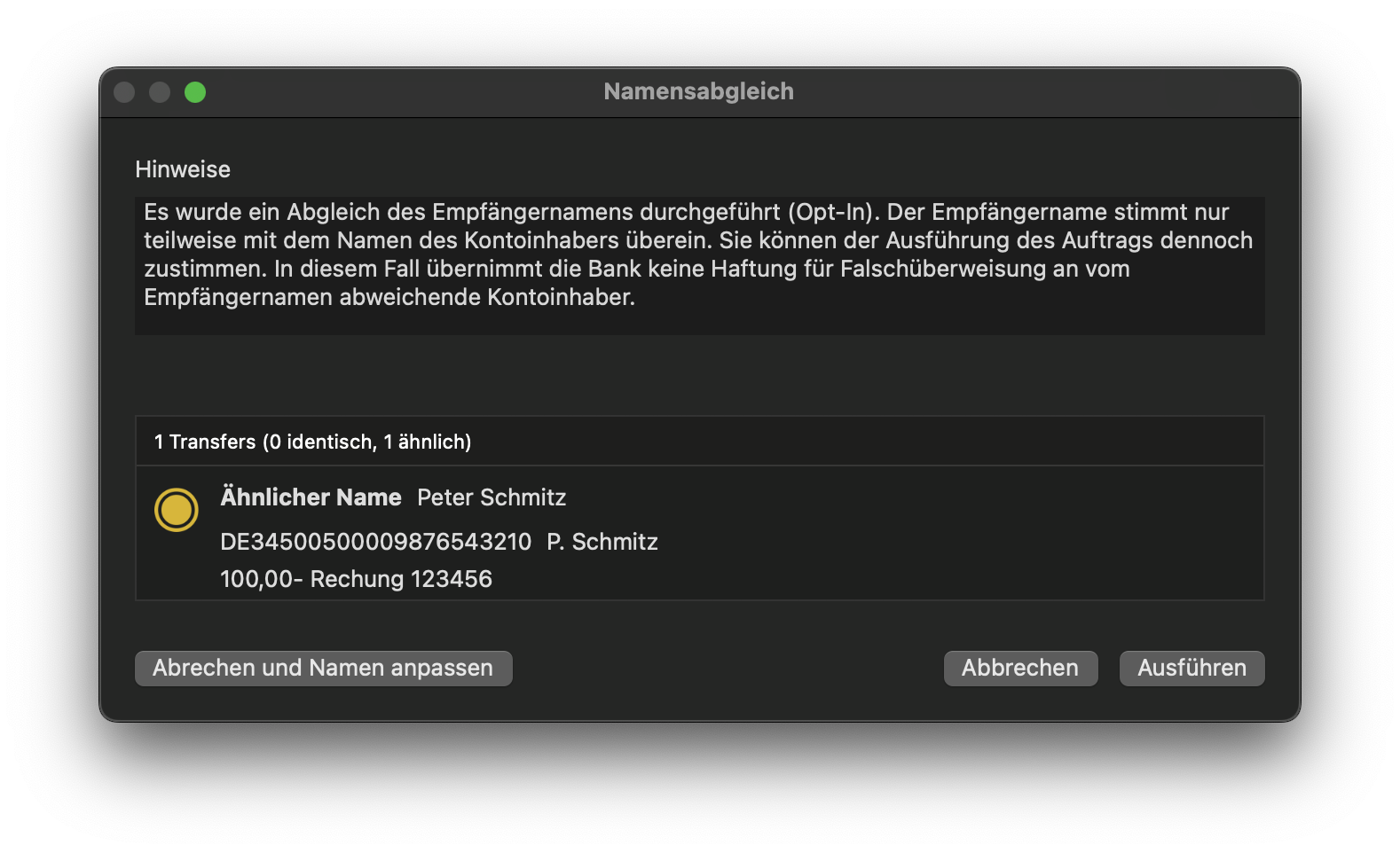 MacGiro 15 Namensabgleich dark